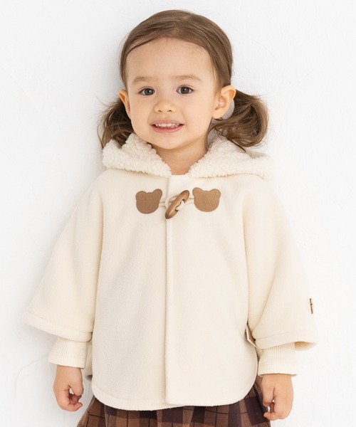 HOT BISCUITS（ホットビスケッツ）の「お耳付きボアフリース ダッフルマント（ポンチョ・キッズ・アイボリー/ネイビー/レッド・フリー(70-90cm)）」の16枚目の写真