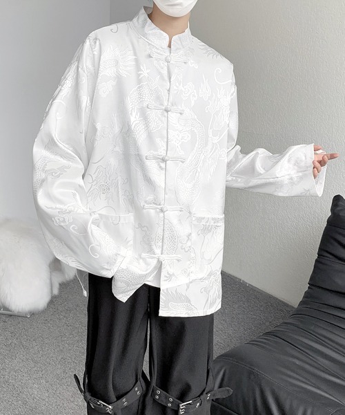 FVLMEN(フルメン)の「【FVLMEN】shadow dragon print China shirt/シャドー ドラゴンプリント チャイナシャツ(シャツ/ブラウス・メンズ・ブラック/ホワイト・LARGE/X-LARGE/MEDIUM)」の9枚目の写真