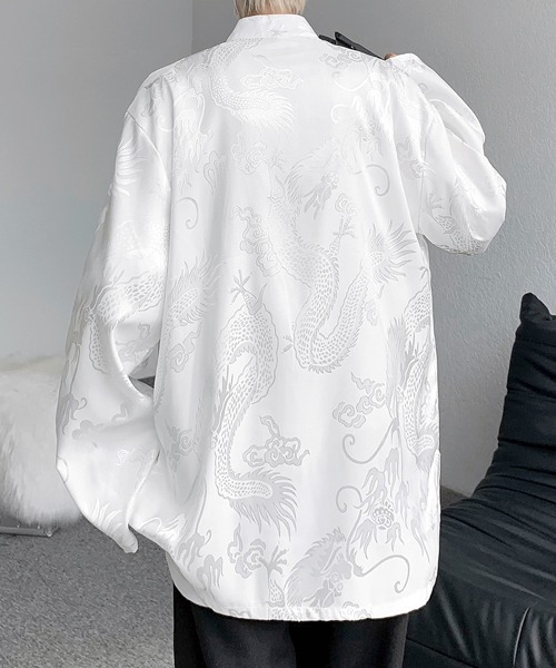 セール】【FVLMEN】shadow dragon print China shirt/シャドー