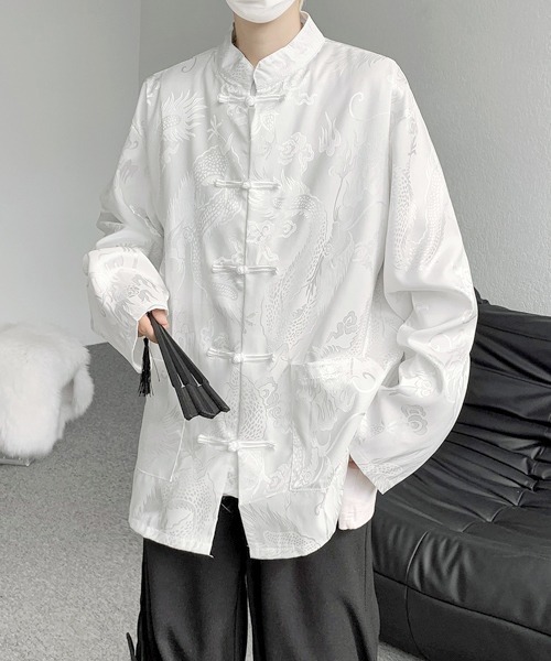 FVLMEN(フルメン)の「【FVLMEN】shadow dragon print China shirt/シャドー ドラゴンプリント チャイナシャツ(シャツ/ブラウス・メンズ・ブラック/ホワイト・LARGE/X-LARGE/MEDIUM)」の7枚目の写真