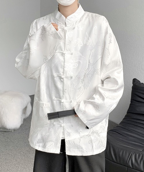 FVLMEN(フルメン)の「【FVLMEN】shadow dragon print China shirt/シャドー ドラゴンプリント チャイナシャツ(シャツ/ブラウス・メンズ・ブラック/ホワイト・LARGE/X-LARGE/MEDIUM)」の6枚目の写真