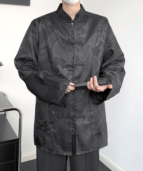 FVLMEN(フルメン)の「【FVLMEN】shadow dragon print China shirt/シャドー ドラゴンプリント チャイナシャツ(シャツ/ブラウス・メンズ・ブラック/ホワイト・LARGE/X-LARGE/MEDIUM)」の13枚目の写真