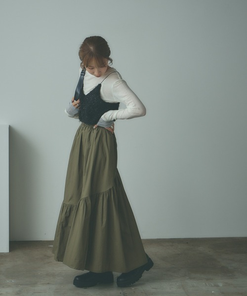 △Switching gathered skirt / 切替ギャザーロングスカート