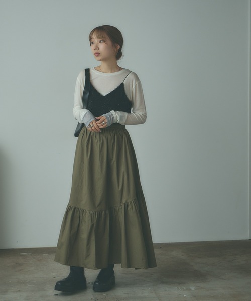 △Switching gathered skirt / 切替ギャザーロングスカート