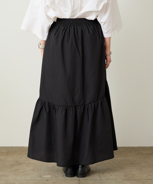 AO2（アオズ）の「Switching gathered skirt / 切替ギャザーロングスカート フレア（スカート・レディース・チャコールグレー/カーキ/ブラック/ブラウン・FREE）」の5枚目の写真