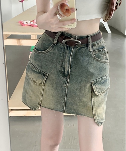 Chick(チック)の「▲Vintage Washed Denim Mini Skirt / ウォッシュ加工ヴィンテージデニムミニスカート(デニムスカート・レディース・ブルー・L/M/S)」の6枚目の写真