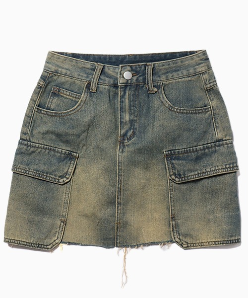 Chick(チック)の「▲Vintage Washed Denim Mini Skirt / ウォッシュ加工ヴィンテージデニムミニスカート(デニムスカート・レディース・ブルー・L/M/S)」の11枚目の写真