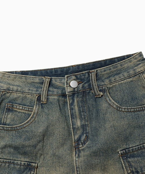 Chick(チック)の「▲Vintage Washed Denim Mini Skirt / ウォッシュ加工ヴィンテージデニムミニスカート(デニムスカート・レディース・ブルー・L/M/S)」の12枚目の写真