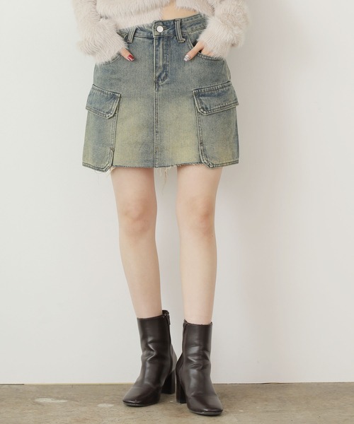 Chick(チック)の「▲Vintage Washed Denim Mini Skirt / ウォッシュ加工ヴィンテージデニムミニスカート(デニムスカート・レディース・ブルー・L/M/S)」の20枚目の写真
