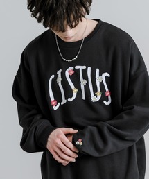 オーバーサイズフラワー刺繍裏起毛スウェット/トレーナー