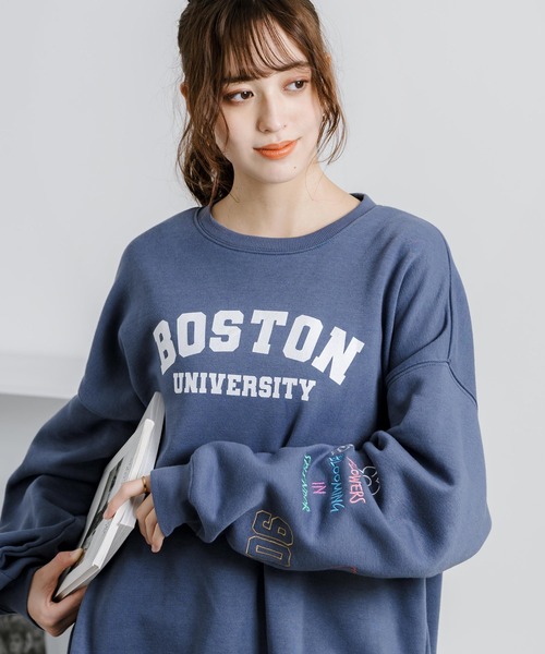 Rocky Monroe（ロッキーモンロー）の「オーバーサイズフラワー刺繍裏起毛スウェット/トレーナー（スウェット・メンズ・ブラック/オートミール/杢グレー/グリーン/ホワイト/ブルー/ライトグレー系/ブラック系1/ブルー系1/グリーン系/ホワイト系/ライトグレー系1/ホワイト系1/グリーン系1/ブラック系/グレー系1/ブルー系/グレー系・M/L/XL）」の18枚目の写真