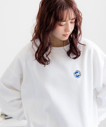 オーバーサイズフラワー刺繍裏起毛スウェット/トレーナー