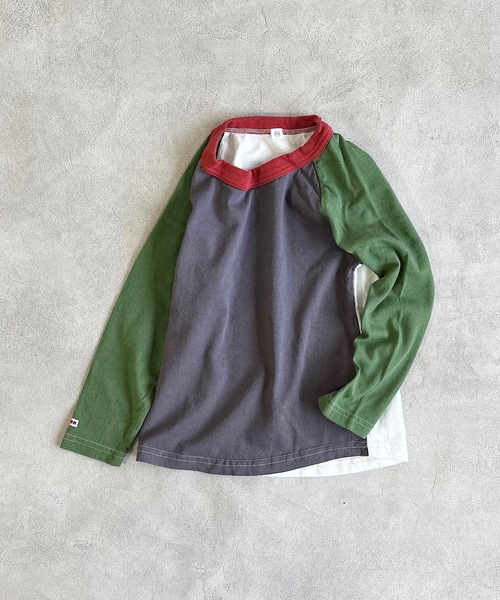 JIPPON（ジポン）の「ムジラグランクレイジーロンT/日本製（80～140cm）（Tシャツ/カットソー・キッズ・オフホワイト/チャコール/ダークブルー・80/90/95/100/110/120/130/140）」の2枚目の写真