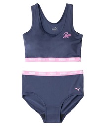 PUMA（プーマ）の「PUMA プーマ ガールズ ブランドロゴ ハーフトップ スポーツブラ パンツ 快適インナー アンダーウェア 上下セット セットアイテム（ブラ&ショーツ）」