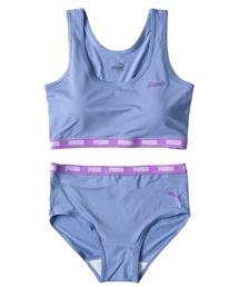 PUMA（プーマ）の「PUMA プーマ ガールズ ブランドロゴ ハーフトップ スポーツブラ パンツ 快適インナー アンダーウェア 上下セット セットアイテム（ブラ&ショーツ）」