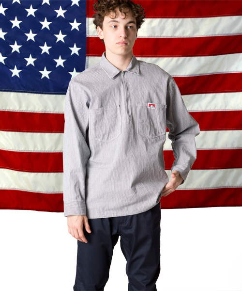 BEN DAVIS（ベンデイビス）の「BEN DAVIS  HALF ZIP L/S（シャツ/ブラウス・メンズ・ストライプ/ネイビー/カーキ・X-LARGE/MEDIUM/LARGE）」の18枚目の写真