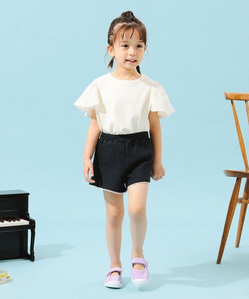 B:MING by BEAMS（ビーミングバイビームス）の「B:MING by BEAMS / 布帛 フリルスリーブ Tシャツ（100～140cm）（Tシャツ/カットソー・キッズ・ネイビー/ホワイト系その他5・140/100/130/110/120）」の8枚目の写真