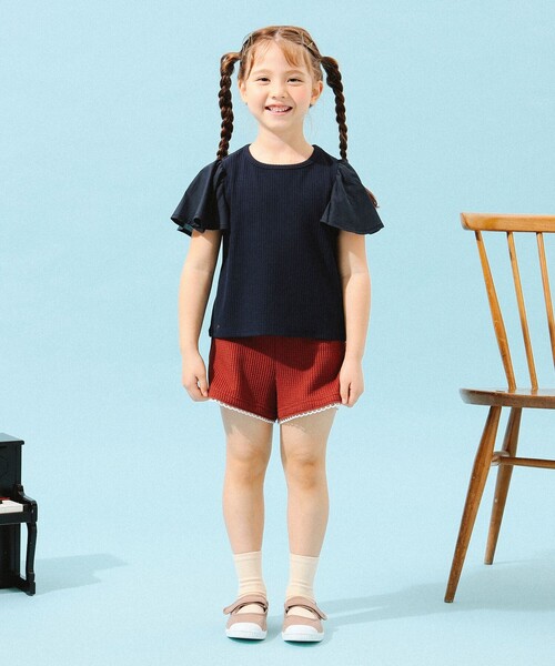 B:MING by BEAMS（ビーミングバイビームス）の「B:MING by BEAMS / 布帛 フリルスリーブ Tシャツ（100～140cm）（Tシャツ/カットソー・キッズ・ネイビー/ホワイト系その他5・140/100/130/110/120）」の11枚目の写真