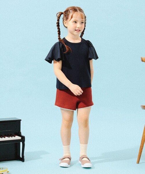 B:MING by BEAMS（ビーミングバイビームス）の「B:MING by BEAMS / 布帛 フリルスリーブ Tシャツ（100～140cm）（Tシャツ/カットソー・キッズ・ネイビー/ホワイト系その他5・140/100/130/110/120）」の12枚目の写真