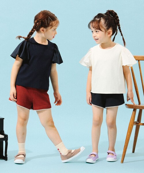 B:MING by BEAMS（ビーミングバイビームス）の「B:MING by BEAMS / 布帛 フリルスリーブ Tシャツ（100～140cm）（Tシャツ/カットソー・キッズ・ネイビー/ホワイト系その他5・140/100/130/110/120）」の15枚目の写真