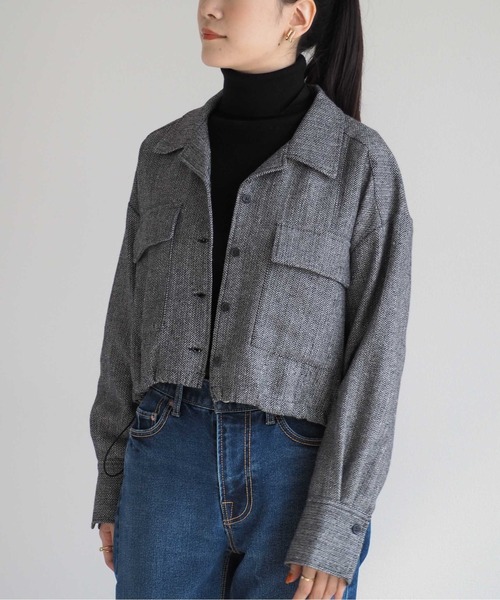 cepo（セポ）の「ショートシャツジャケット（その他アウター・レディース・ブラック/ブラウン・M）」の4枚目の写真