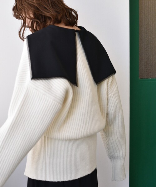 CODE A(コードエー)の「◆CODE A | design volume cardigan(カーディガン/ボレロ・レディース・パープル/ダークグレー/オフホワイト・00)」の5枚目の写真
