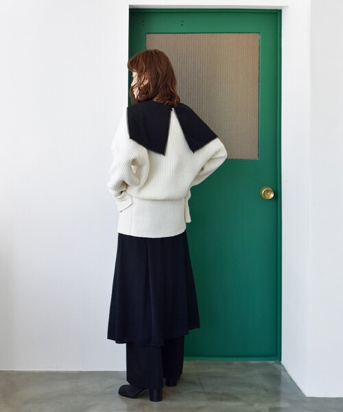 CODE A(コードエー)の「◆CODE A | design volume cardigan(カーディガン/ボレロ・レディース・パープル/ダークグレー/オフホワイト・00)」の7枚目の写真