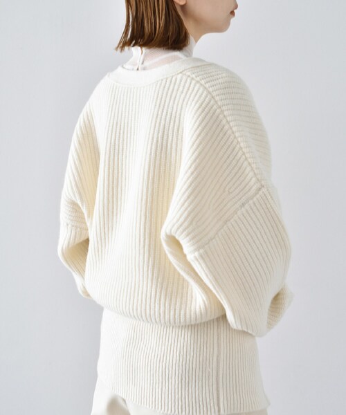 CODE A(コードエー)の「◆CODE A | design volume cardigan(カーディガン/ボレロ・レディース・パープル/ダークグレー/オフホワイト・00)」の10枚目の写真