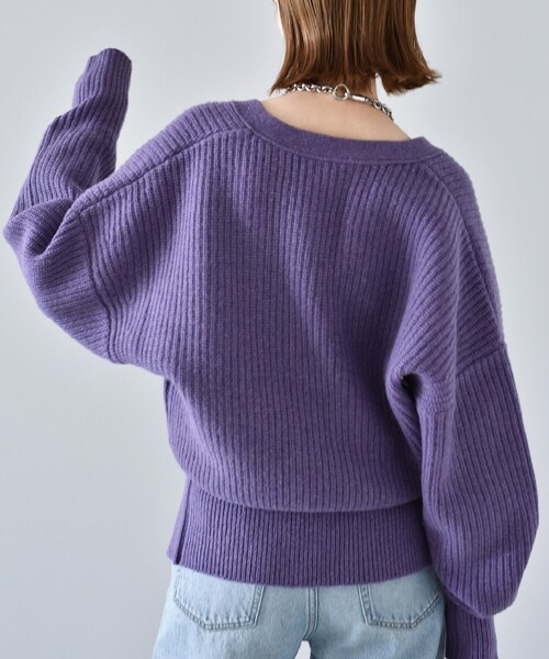 CODE A(コードエー)の「◆CODE A | design volume cardigan(カーディガン/ボレロ・レディース・パープル/ダークグレー/オフホワイト・00)」の15枚目の写真