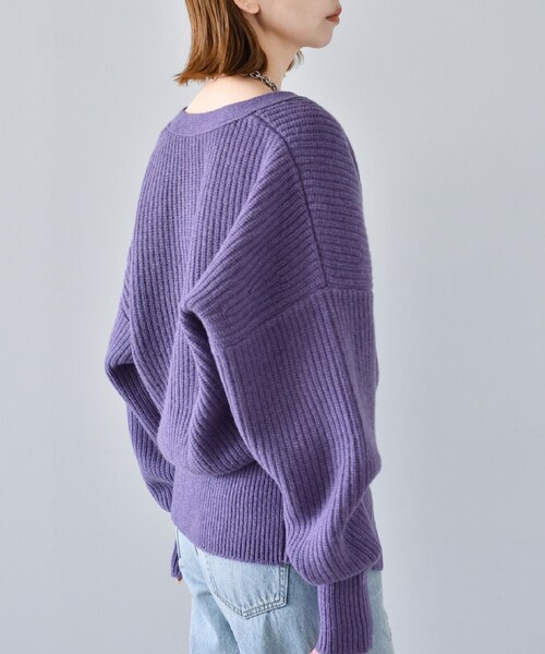 CODE A(コードエー)の「◆CODE A | design volume cardigan(カーディガン/ボレロ・レディース・パープル/ダークグレー/オフホワイト・00)」の16枚目の写真