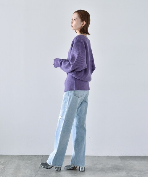 CODE A(コードエー)の「◆CODE A | design volume cardigan(カーディガン/ボレロ・レディース・パープル/ダークグレー/オフホワイト・00)」の18枚目の写真