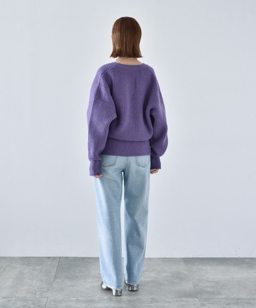 CODE A(コードエー)の「◆CODE A | design volume cardigan(カーディガン/ボレロ・レディース・パープル/ダークグレー/オフホワイト・00)」の19枚目の写真