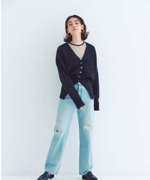 CODE A(コードエー)の「◆CODE A | design volume cardigan(カーディガン/ボレロ・レディース・パープル/ダークグレー/オフホワイト・00)」の22枚目の写真