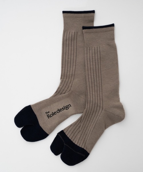 The Role design（ザロールデザイン）の「【 The Role design / ザ・ロールデザイン 】 BICOLOR RIB SOCKS MENS / バイカラー リブソックス メンズ（ソックス/靴下・メンズ・グレイッシュベージュ/ダークグリーン・FREE）」の8枚目の写真