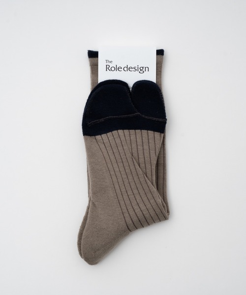 The Role design（ザロールデザイン）の「【 The Role design / ザ・ロールデザイン 】 BICOLOR RIB SOCKS MENS / バイカラー リブソックス メンズ（ソックス/靴下・メンズ・グレイッシュベージュ/ダークグリーン・FREE）」の6枚目の写真
