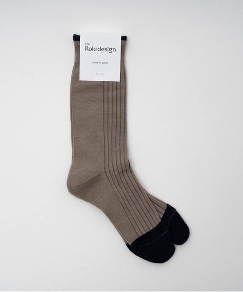 The Role design（ザロールデザイン）の「【 The Role design / ザ・ロールデザイン 】 BICOLOR RIB SOCKS MENS / バイカラー リブソックス メンズ（ソックス/靴下・メンズ・グレイッシュベージュ/ダークグリーン・FREE）」の7枚目の写真
