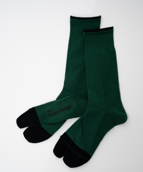 The Role design（ザロールデザイン）の「【 The Role design / ザ・ロールデザイン 】 BICOLOR RIB SOCKS MENS / バイカラー リブソックス メンズ（ソックス/靴下・メンズ・グレイッシュベージュ/ダークグリーン・FREE）」の3枚目の写真