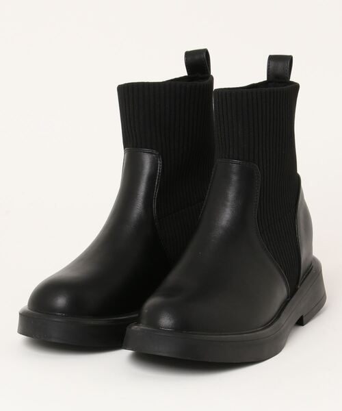 Fabby fabby(ファビィーファビィー)の「ニットインヒールエンジニアブーツ(ブーツ・レディース・ブラック・MEDIUM/SMALL/LARGE)」の2枚目の写真