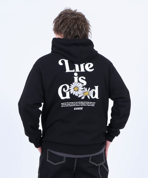 EXIEEE(イグジー)の「Life is goodパーカー(パーカー・レディース・ブラック/ピンク・SMALL/MEDIUM/LARGE)」の2枚目の写真