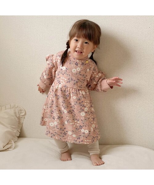 apres les cours(アプレレクール)の「【WEB限定・あったか】裏シャギーまいにちワンピ(ワンピース・キッズ・サックスブルー/ドット/ブラウン/ピンク/オフホワイト/ブラック/インディゴブルー・130/80/90/120/100/140/110)」の11枚目の写真