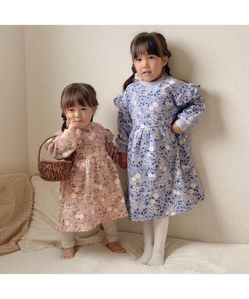 apres les cours(アプレレクール)の「【WEB限定・あったか】裏シャギーまいにちワンピ(ワンピース・キッズ・サックスブルー/ドット/ブラウン/ピンク/オフホワイト/ブラック/インディゴブルー・130/80/90/120/100/140/110)」の12枚目の写真