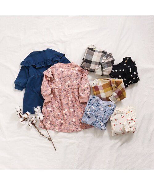 apres les cours(アプレレクール)の「【WEB限定・あったか】裏シャギーまいにちワンピ(ワンピース・キッズ・サックスブルー/ドット/ブラウン/ピンク/オフホワイト/ブラック/インディゴブルー・130/80/90/120/100/140/110)」の13枚目の写真