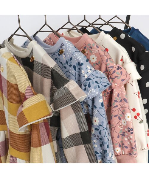 apres les cours(アプレレクール)の「【WEB限定・あったか】裏シャギーまいにちワンピ(ワンピース・キッズ・サックスブルー/ドット/ブラウン/ピンク/オフホワイト/ブラック/インディゴブルー・130/80/90/120/100/140/110)」の17枚目の写真