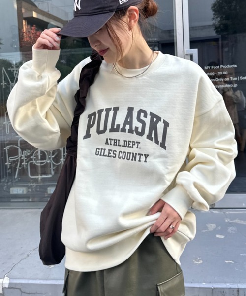CIAOPANIC TYPY（チャオパニックティピー）の「スウェード裏起毛カレッジスウェット（スウェット・レディース・アイボリー/ブルー/チャコールグレー/ピンク/グレー・ONE SIZE）」の8枚目の写真