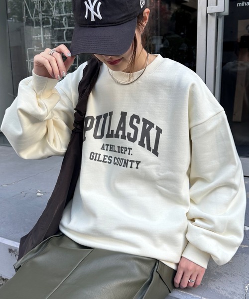 CIAOPANIC TYPY（チャオパニックティピー）の「スウェード裏起毛カレッジスウェット（スウェット・レディース・アイボリー/ブルー/チャコールグレー/ピンク/グレー・ONE SIZE）」の6枚目の写真