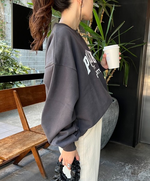 CIAOPANIC TYPY（チャオパニックティピー）の「スウェード裏起毛カレッジスウェット（スウェット・レディース・アイボリー/ブルー/チャコールグレー/ピンク/グレー・ONE SIZE）」の18枚目の写真