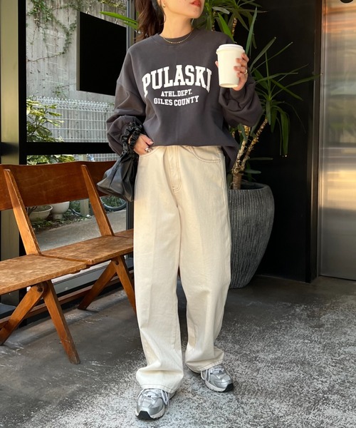 CIAOPANIC TYPY（チャオパニックティピー）の「スウェード裏起毛カレッジスウェット（スウェット・レディース・アイボリー/ブルー/チャコールグレー/ピンク/グレー・ONE SIZE）」の20枚目の写真