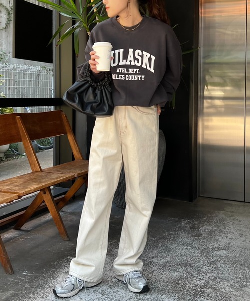 CIAOPANIC TYPY（チャオパニックティピー）の「スウェード裏起毛カレッジスウェット（スウェット・レディース・アイボリー/ブルー/チャコールグレー/ピンク/グレー・ONE SIZE）」の21枚目の写真