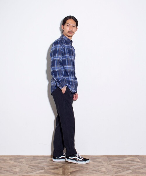 GLOSTER(グロスター)の「【GLOSTER/グロスター】ニットテープネルシャツ ボタンダウン(無地/チェック)(シャツ/ブラウス・メンズ・グレー/ブルー/ネイビー・S/M/L)」の9枚目の写真