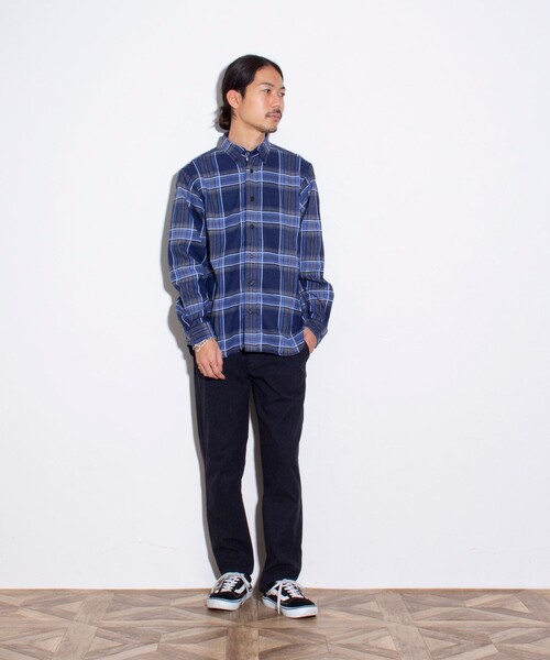 GLOSTER(グロスター)の「【GLOSTER/グロスター】ニットテープネルシャツ ボタンダウン(無地/チェック)(シャツ/ブラウス・メンズ・グレー/ブルー/ネイビー・S/M/L)」の14枚目の写真